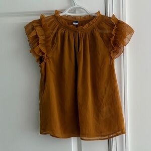 Old Navy Women's Ruffled Sleeve Blouse - Mustard